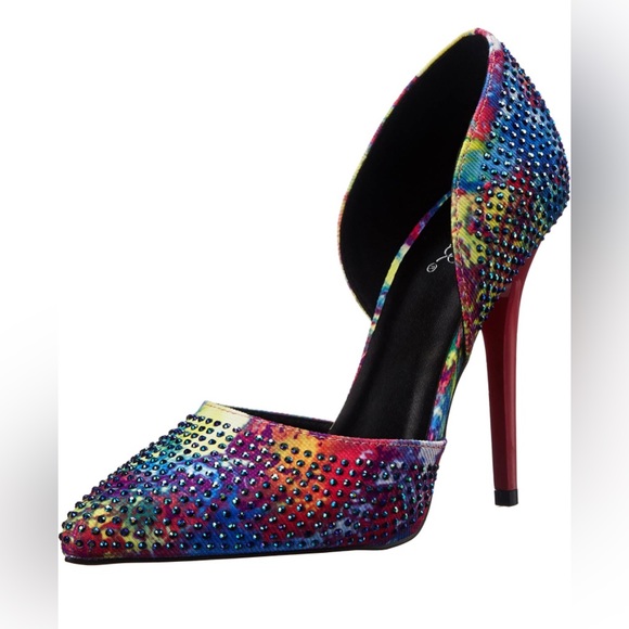 Qupid Women's close toe multicolored rhinestone Dress Pump/heel BRAND NEW! - Picture 11 of 14